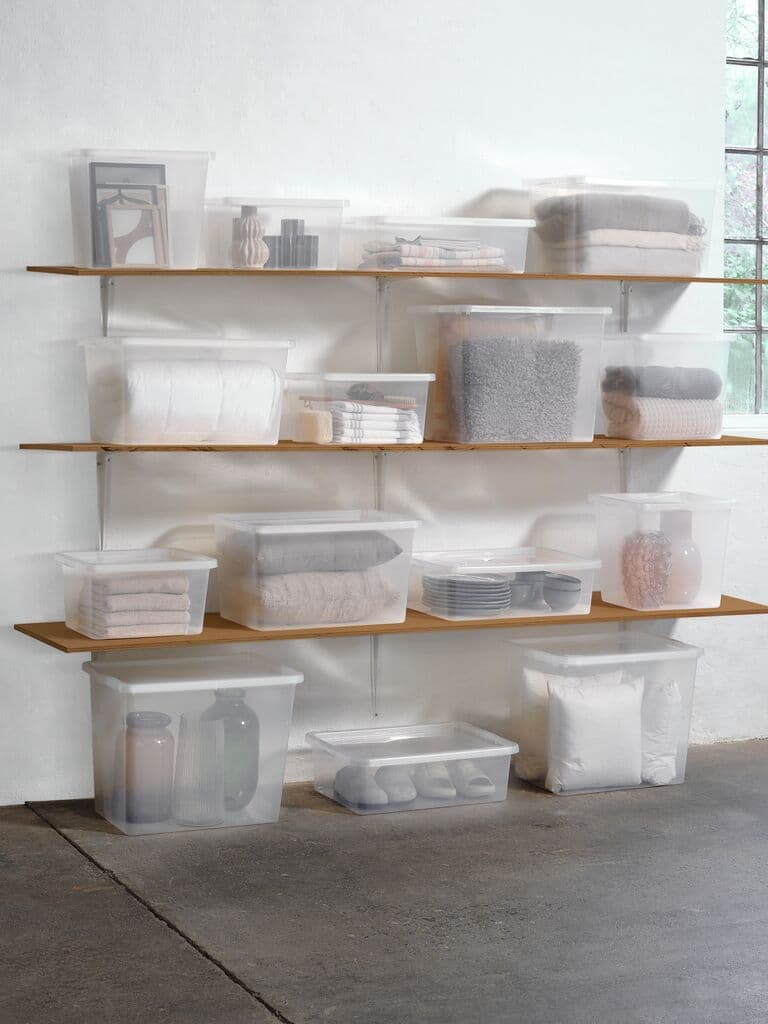 Caixa de arrumação BASIC BOX 80L com tampa transparente