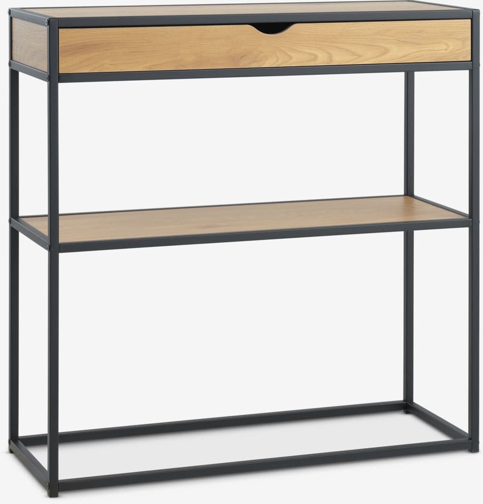 Mesa consola TRAPPEDAL 30x80 1 gaveta cor carvalho/preto