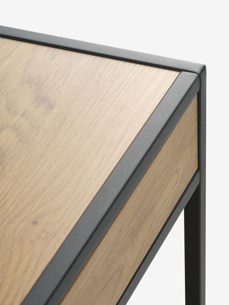 Mesa consola TRAPPEDAL 30x80 1 gaveta cor carvalho/preto