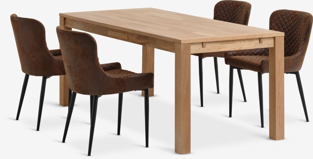 HAGE C190 mesa carvalho + 4 PEBRINGE castanho/preto
