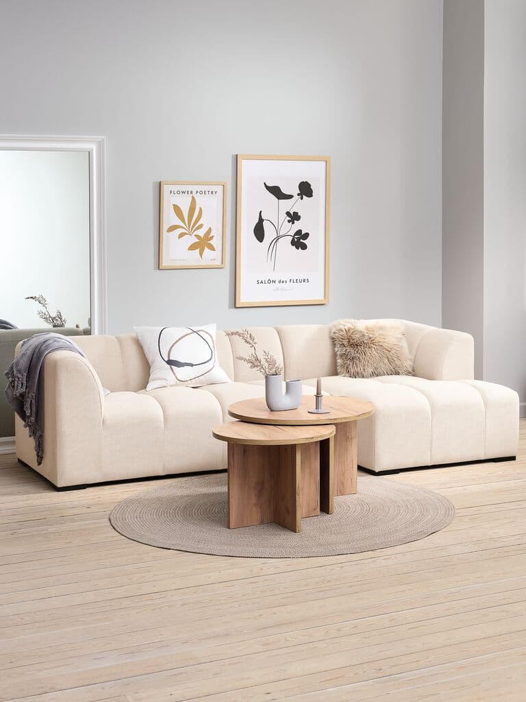 Sofá ALLESE chaise-longue esquerda tecido bege