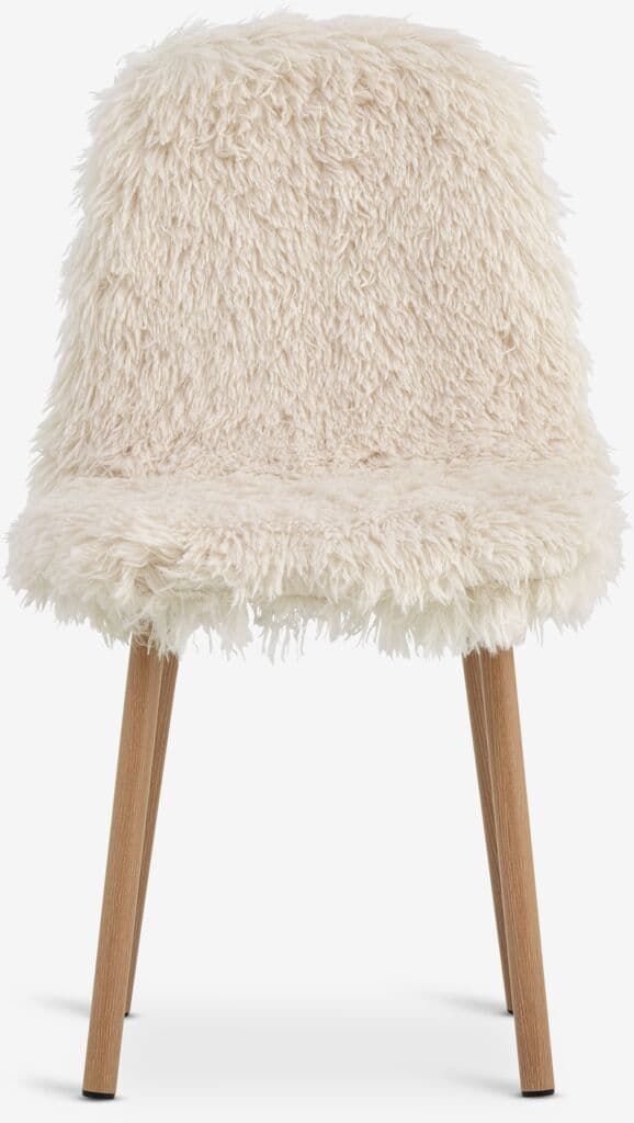 Cadeira de jantar JONSTRUP tecido teddy branco/cor carvalho