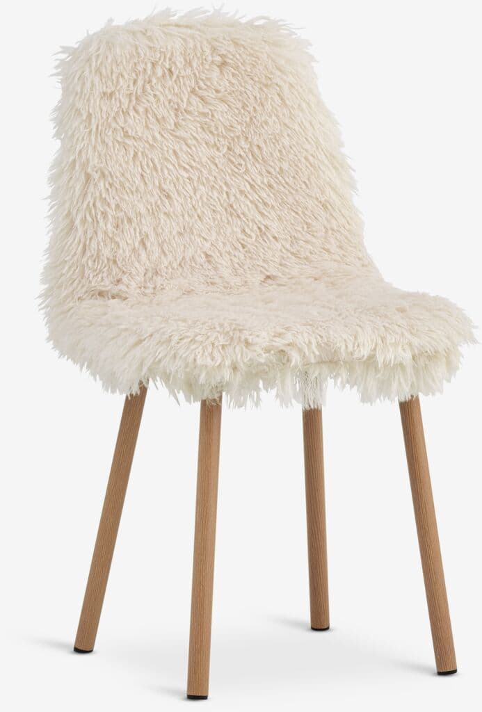 Cadeira de jantar JONSTRUP tecido teddy branco/cor carvalho