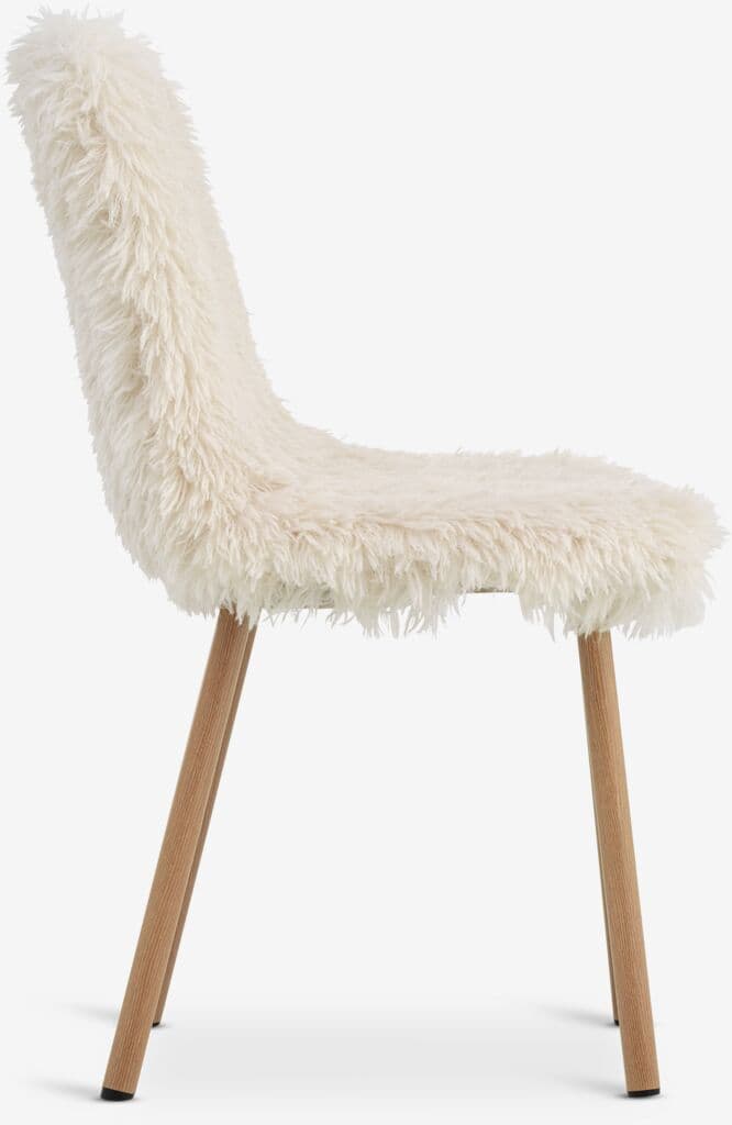 Cadeira de jantar JONSTRUP tecido teddy branco/cor carvalho