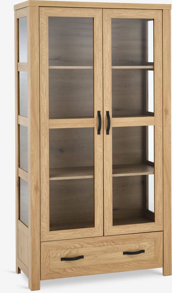 Vitreine JUNGEN 2 portas 1 gaveta cor carvalho