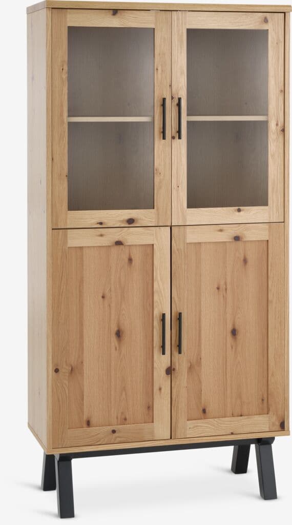 Vitrine SANDBY 2 portas carvalho selvagem natural/preto
