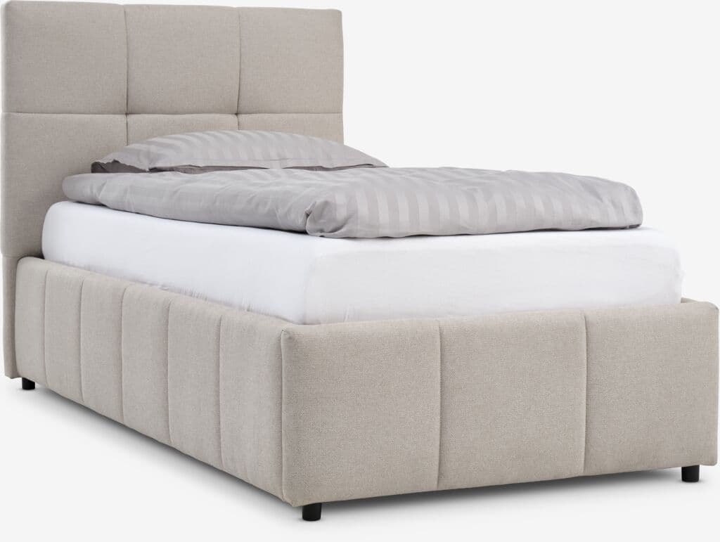 Estrutura de cama VEMMELEV 90x190 tecido bege