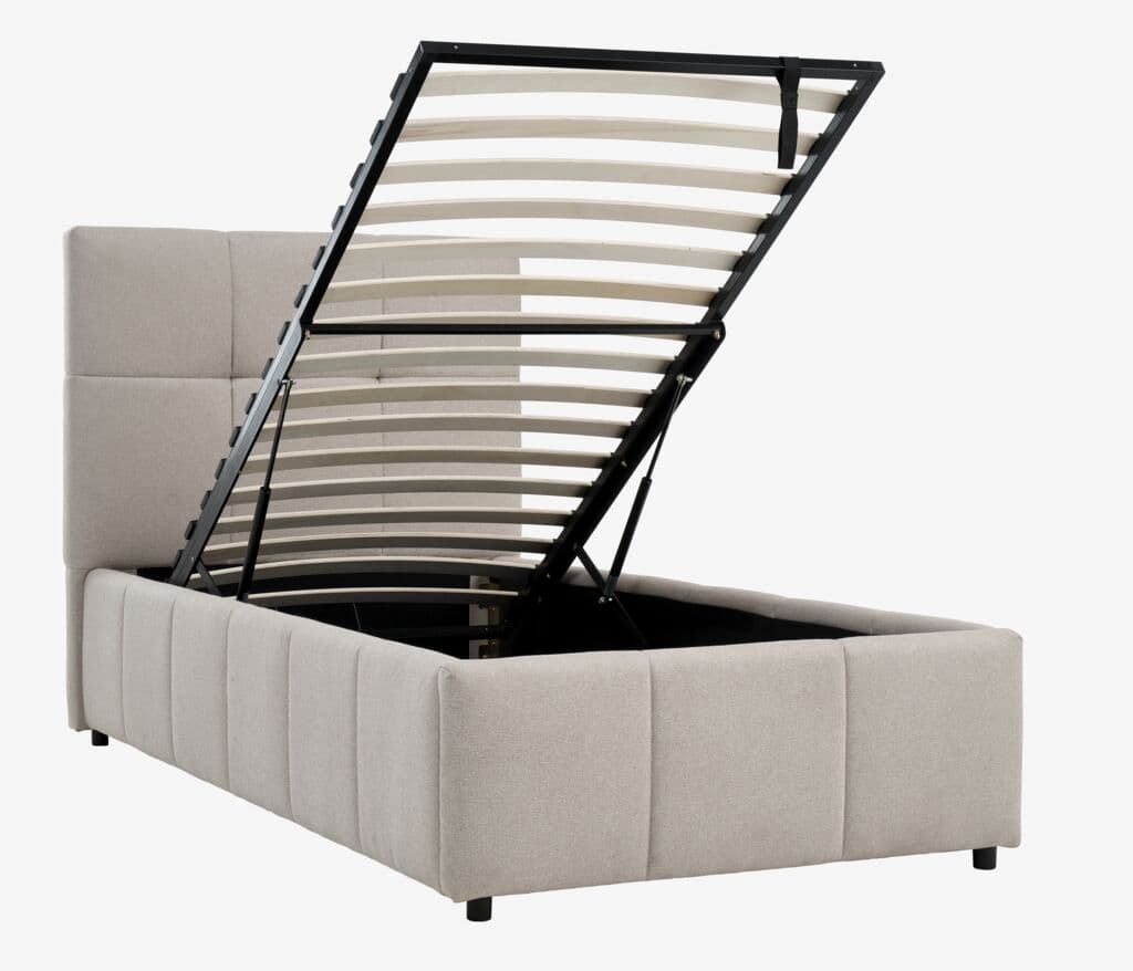 Estrutura de cama VEMMELEV 90x190 tecido bege