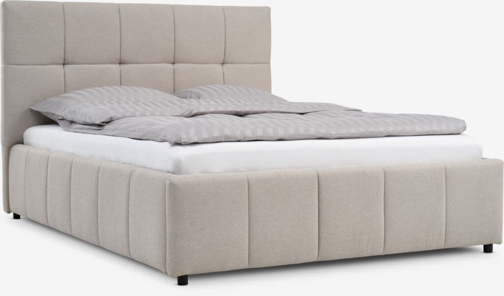 Estrutura de cama VEMMELEV 140x190 tecido bege