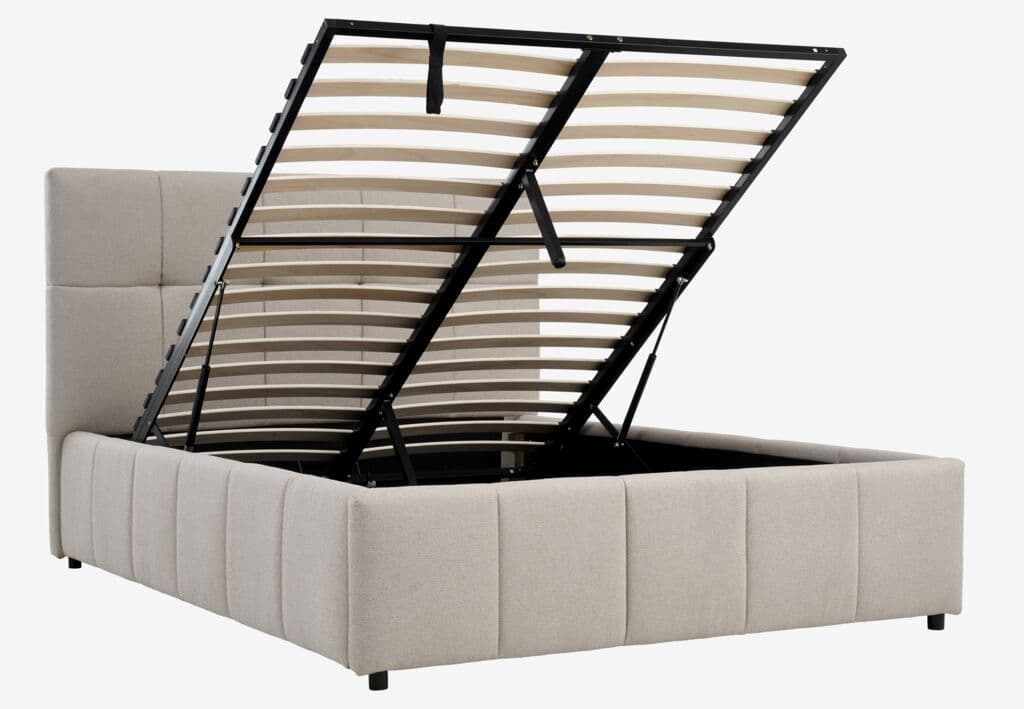 Estrutura de cama VEMMELEV 140x190 tecido bege
