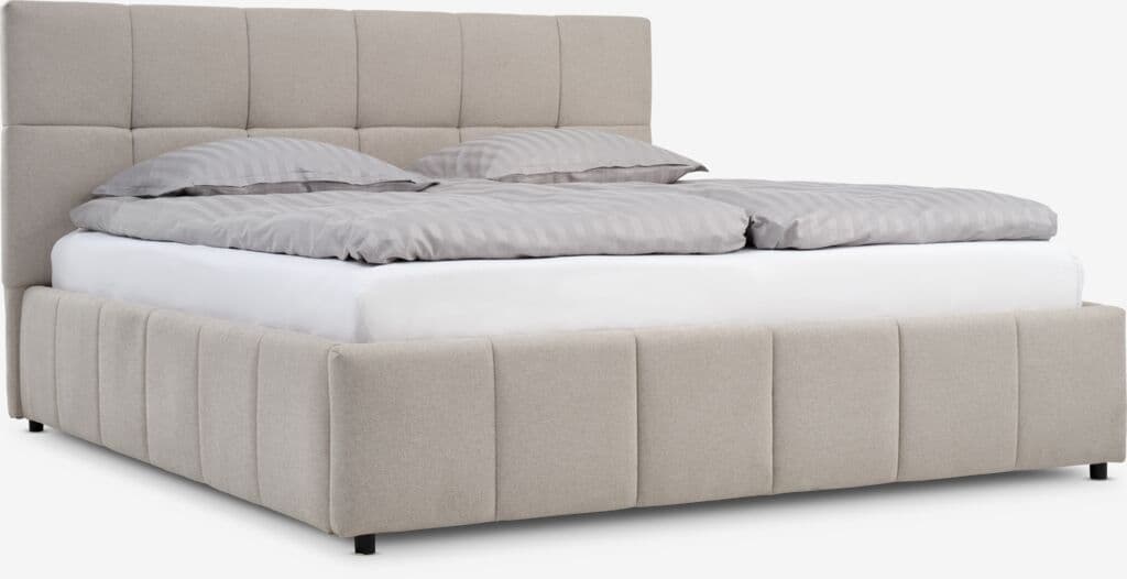 Estrutura de cama VEMMELEV 160x200 tecido bege