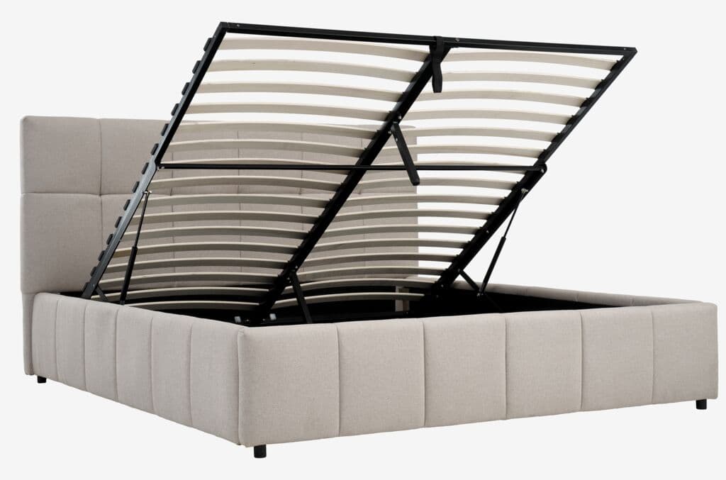 Estrutura de cama VEMMELEV 160x200 tecido bege