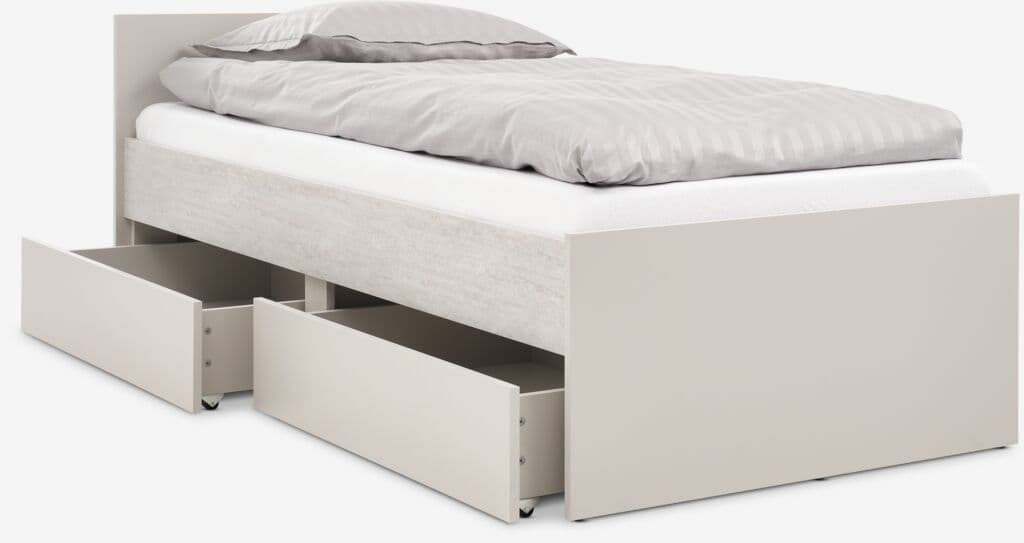 Cama com arrumação BILLUND 90x200 cor travertino/bege