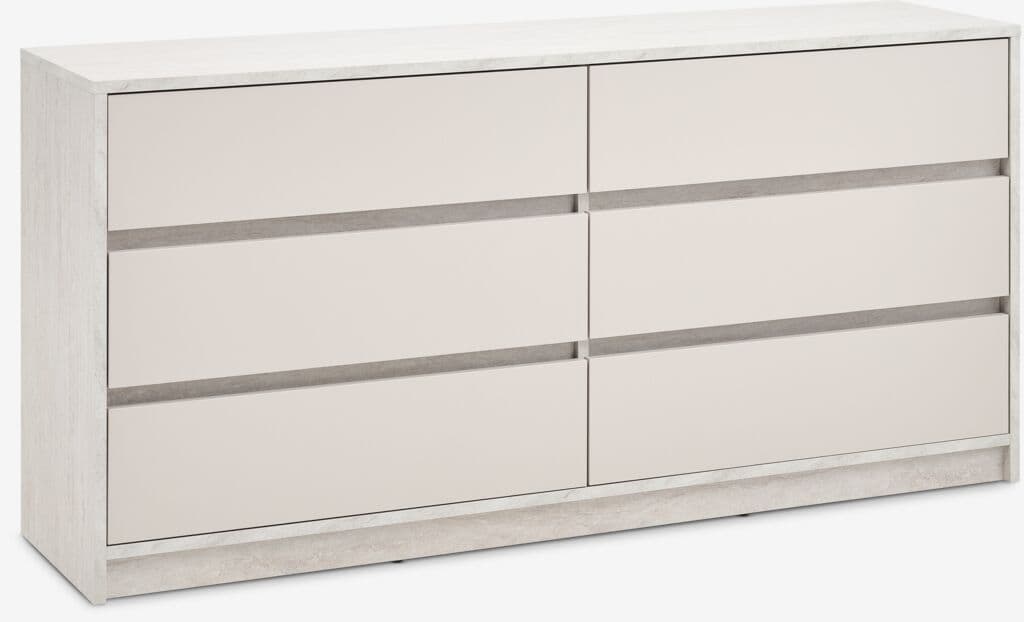 Cómoda BILLUND 3+3 gavetas cor travertino/bege