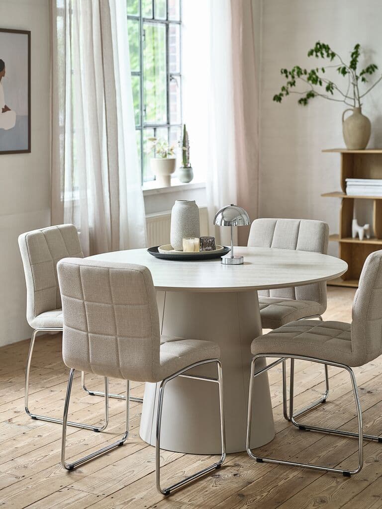 Mesa de jantar KLIPLEV Ø120 cor travertino/bege