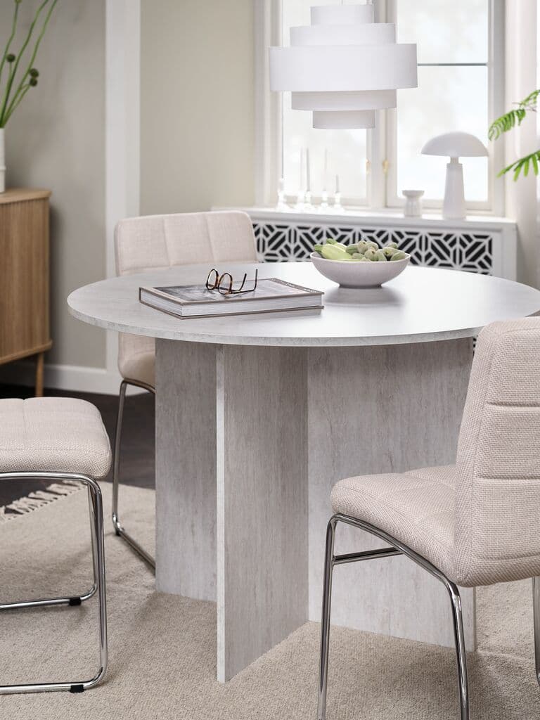Mesa de jantar KRONDAL Ø110 cor travertino