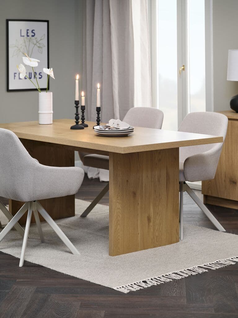 Mesa de jantar MUNKEBY 90x180 cor carvalho tom quente
