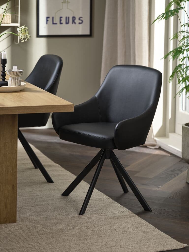 Cadeira de jantar ROSTRUP giratória preto
