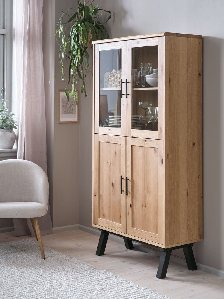 Vitrine SANDBY 2 portas carvalho selvagem natural/preto