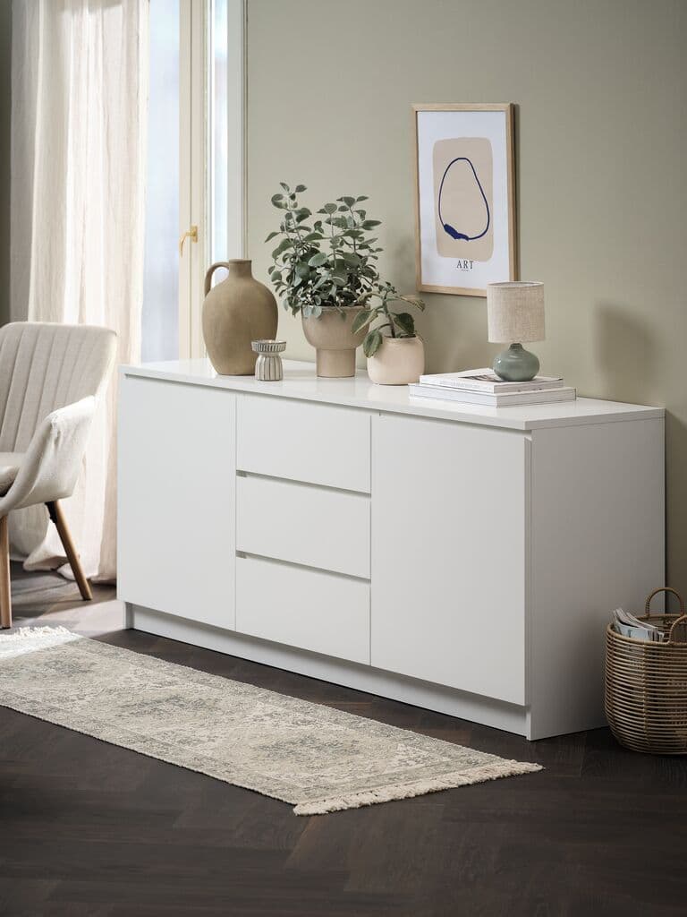 Aparador LIMFJORDEN 2 portas 3 gavetas branco