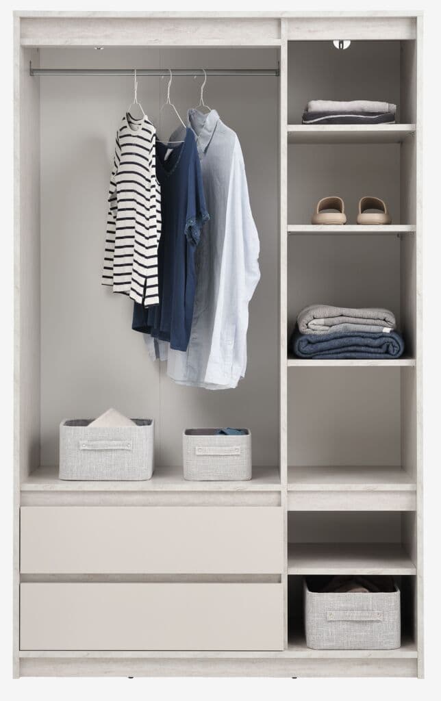 Roupeiro BILLUND 119x193 4 portas 2 gavetas travertino/bege