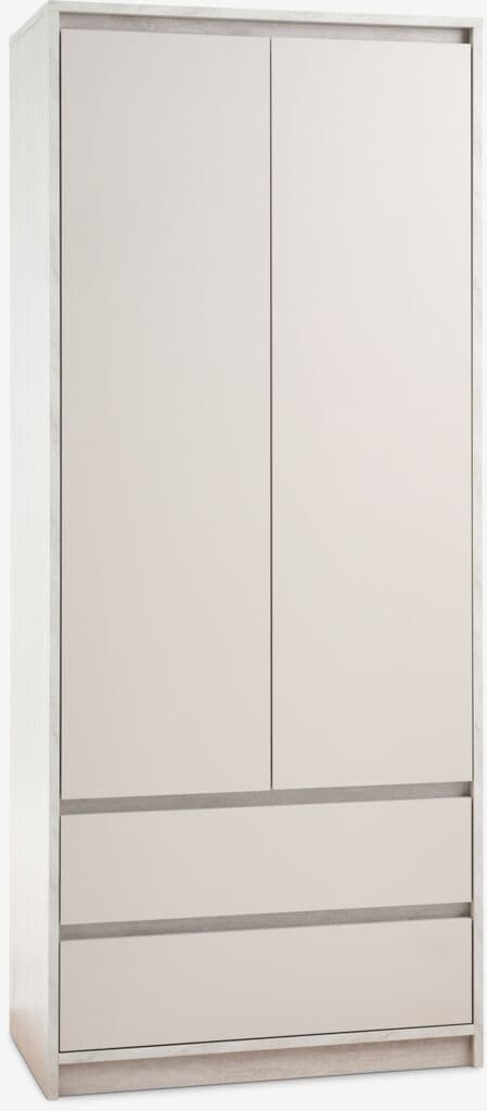 Roupeiro BILLUND 80x193 2 portas 2 gavetas travertino/bege