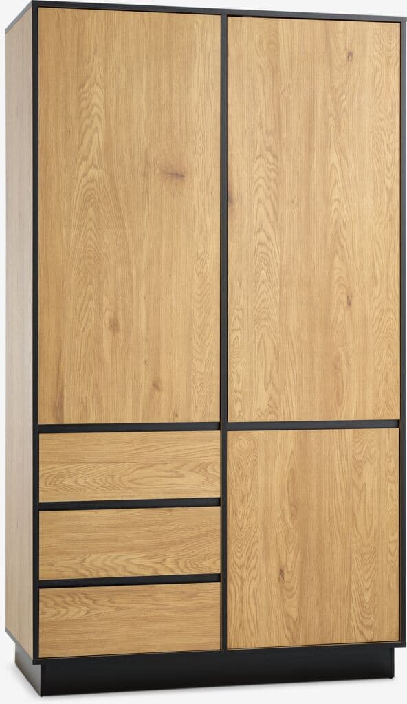 Roupeiro ODENSE 120x210 3 portas 3 gavetas cor carvalho