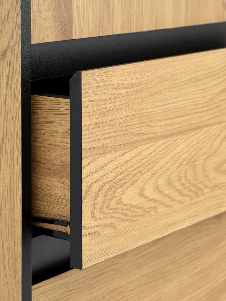 Roupeiro ODENSE 120x210 3 portas 3 gavetas cor carvalho