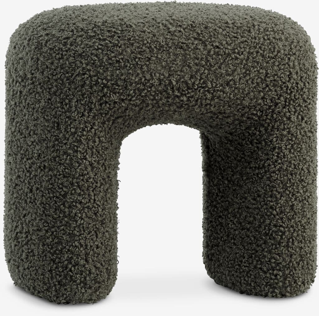 Pufe ANDST 46x38 tecido teddy verde-azeitona
