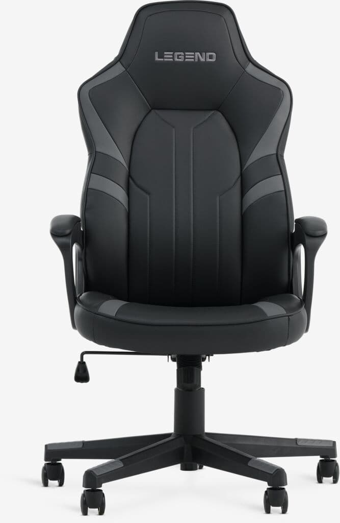 Cadeira gaming FJELSTED pele sintética preto/cinzento
