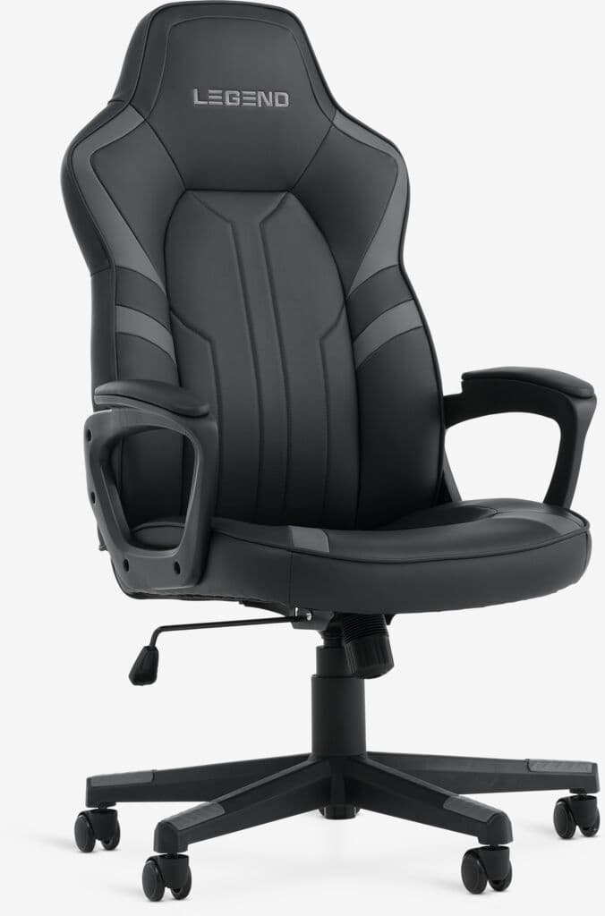 Cadeira gaming FJELSTED pele sintética preto/cinzento