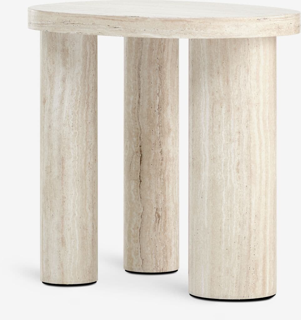 Mesa de apoio LUNDEBORG 38x50 cor de travertino