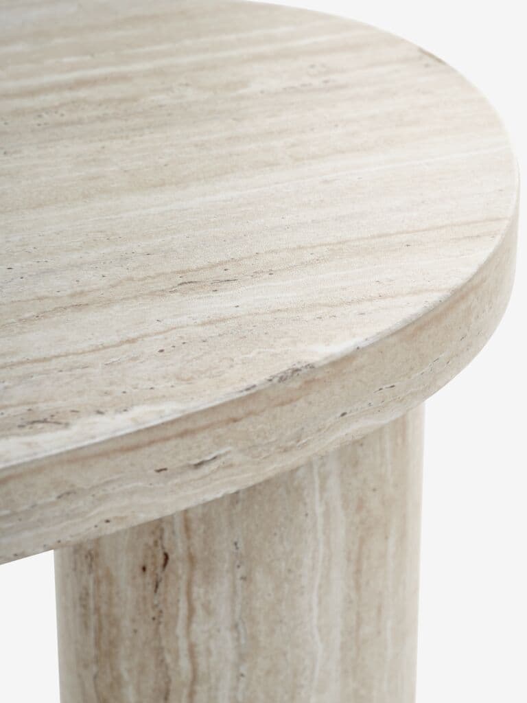 Mesa de apoio LUNDEBORG 38x50 cor de travertino