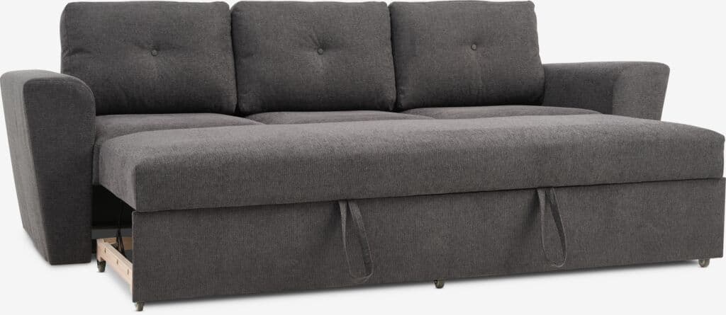 Sofá-cama VEJLBY 3 lugares tecido cinzento escuro