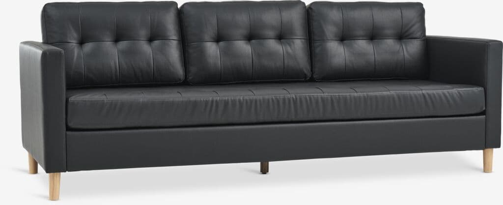 Sofá FALSLEV 3 lugares pele sintética preto