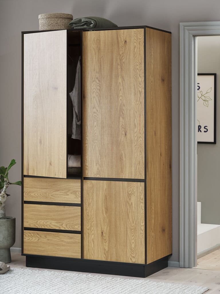 Roupeiro ODENSE 120x210 3 portas 3 gavetas cor carvalho