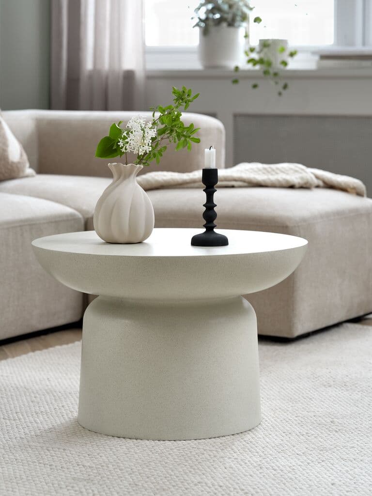 Mesa de centro LYDUM Ø60 fibrocimento cinzento/bege