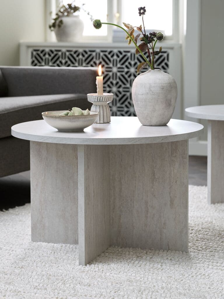 Mesa de centro NIELSHAVE Ø70 cor travertino