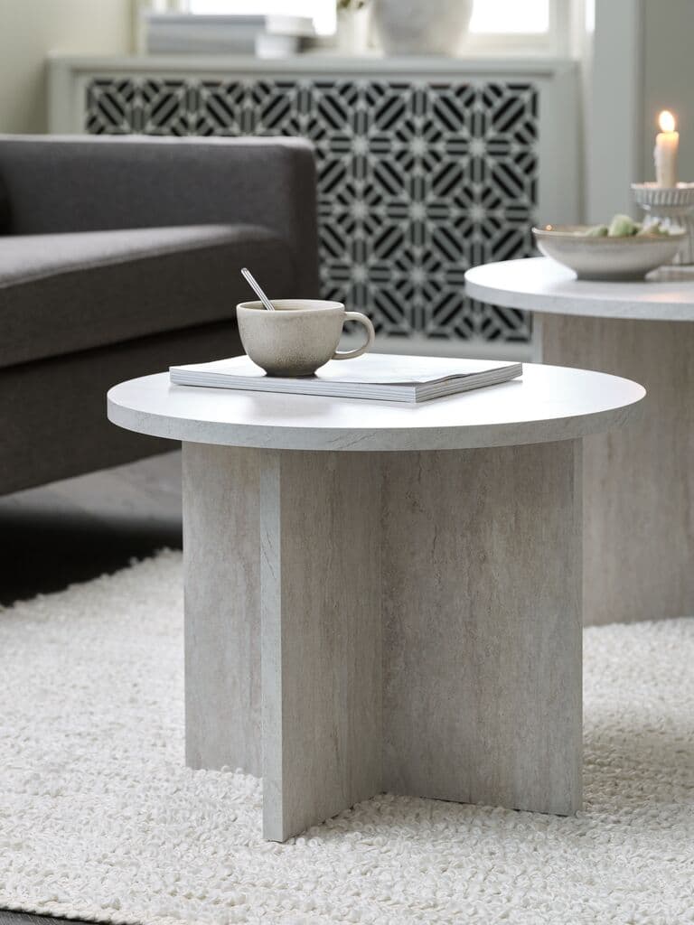 Mesa de apoio NIELSHAVE Ø55 cor de travertino