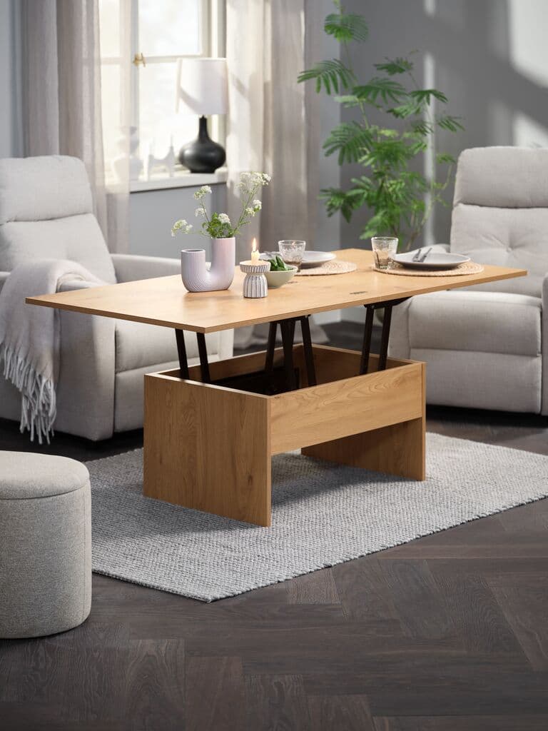 Mesa de centro VARDE L80/120 c/tampo rebatível cor carvalho