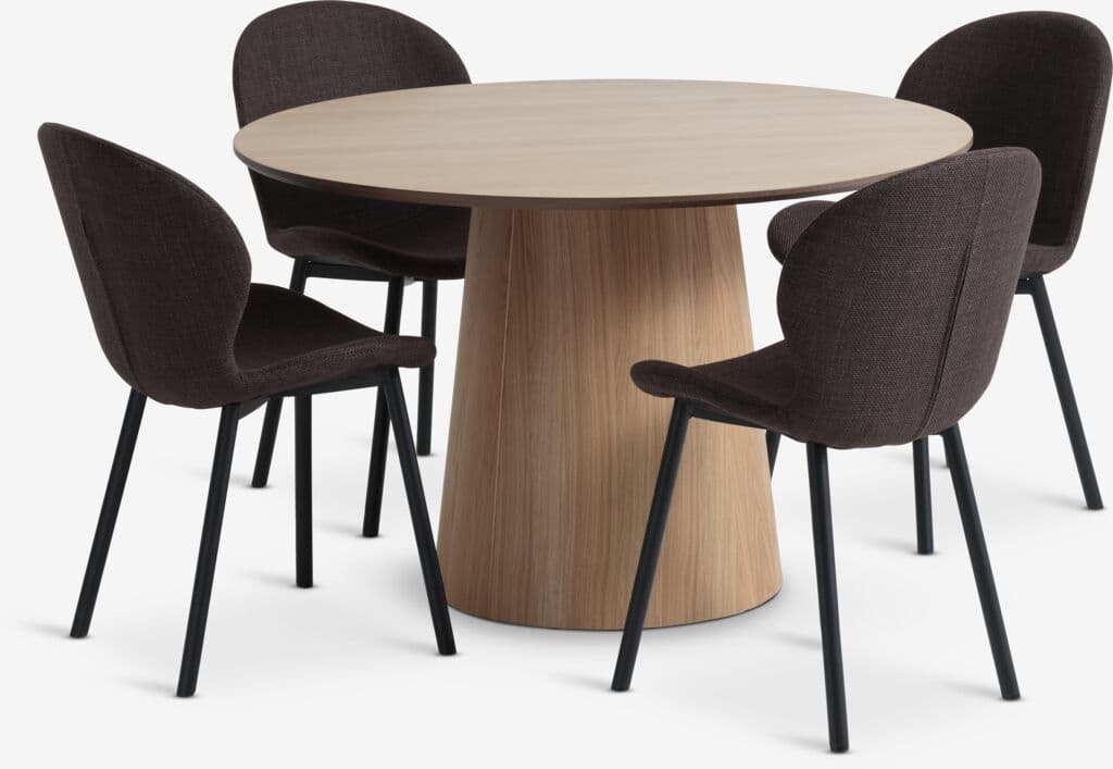 KLIPLEV Ø120 mesa carvalho + 4 GEVNINGE bege/preto