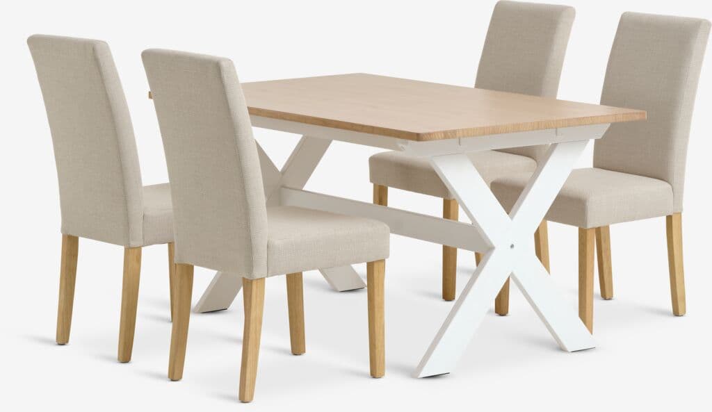 VISLINGE C150 mesa natural + 4 TUREBY cadeiras bege