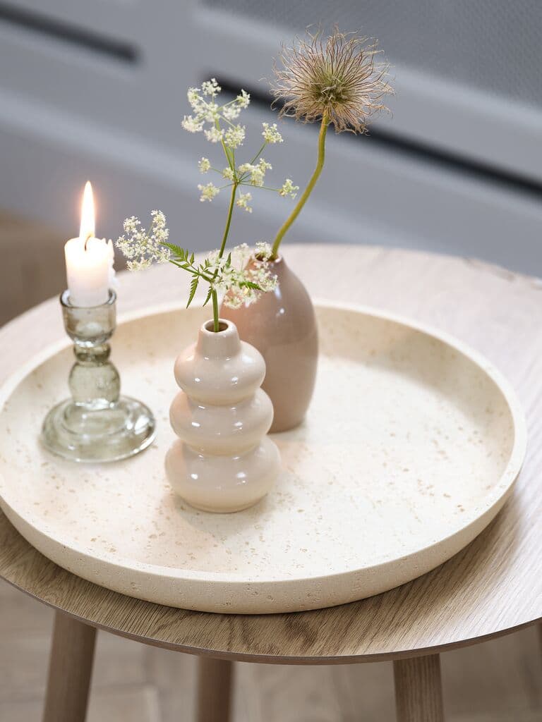 Tabuleiro decorativo JENSUFFE Ø30xA3cm bege
