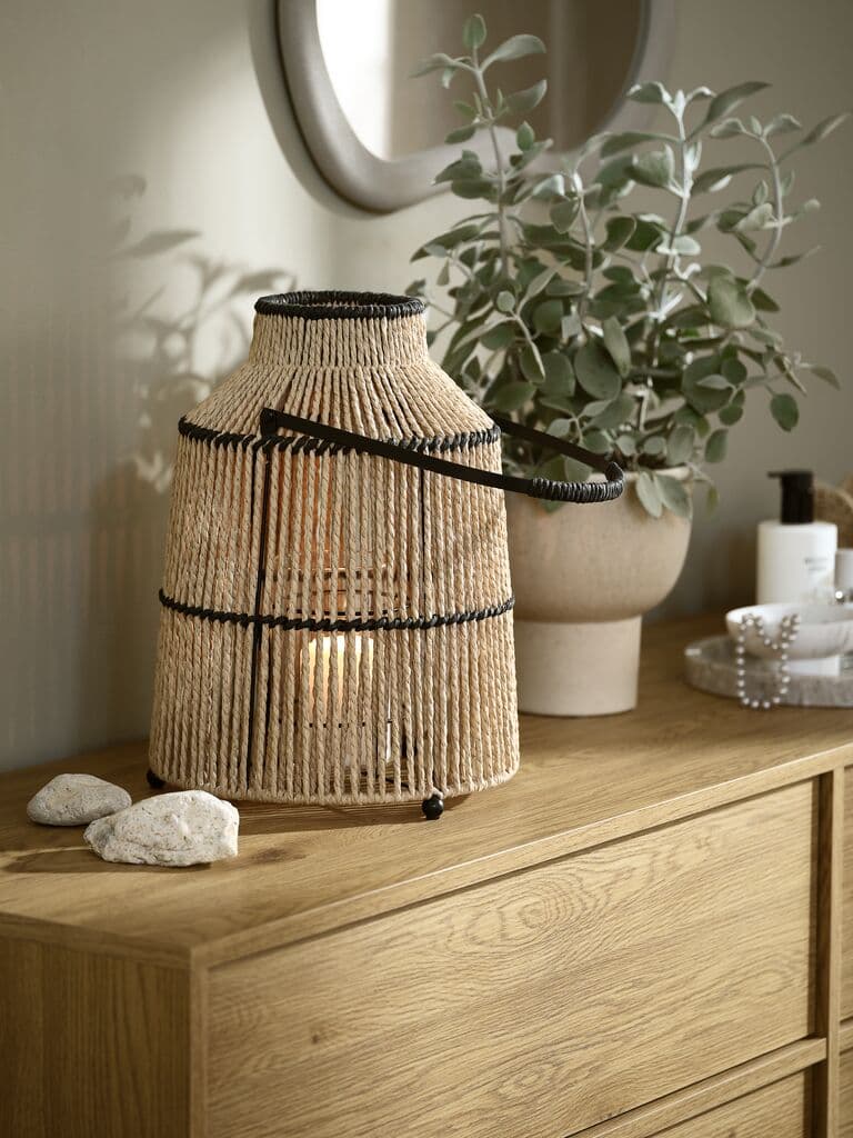Lanterna MAALTHE Ø27xA35cm natural/preto