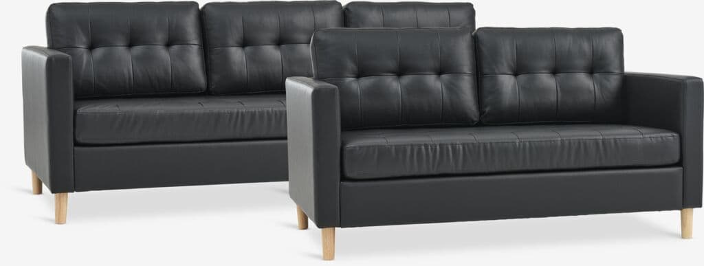 Conjunto de sofás FALSLEV 2 unidades pele sintética preto