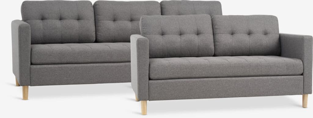 Conjunto de sofás FALSLEV 2 unidades tecido cinzento