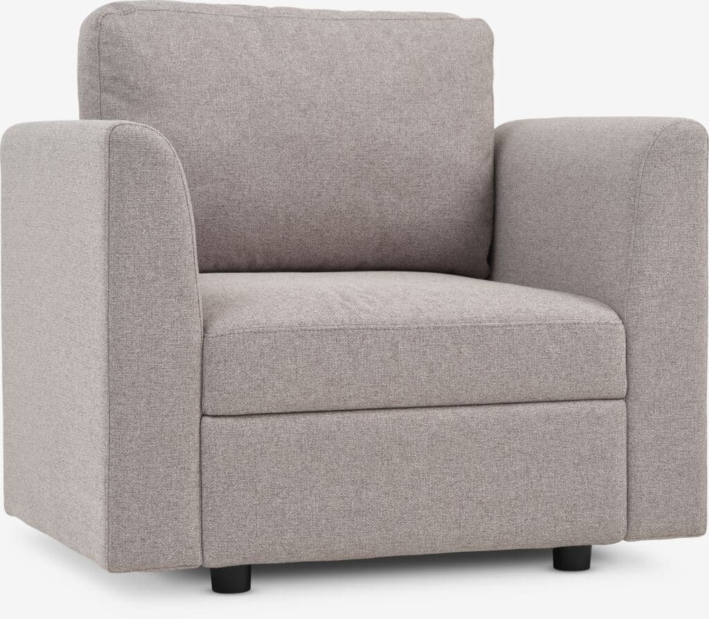 Sofá modular OKSBY 1 lugar com arrumação tecido cor areia