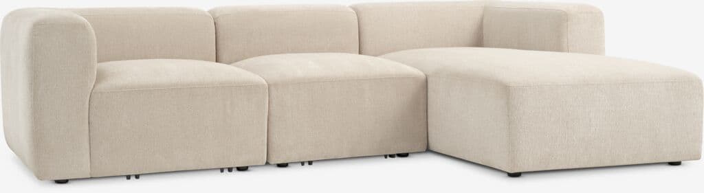 Sofá modular SKEJBY 3 lugares chaise-longue tecido areia