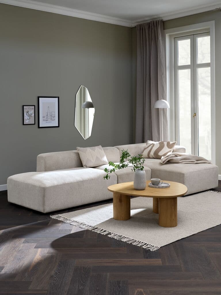 Sofá modular SKEJBY 3 lugares chaise-longue/aberto cor areia