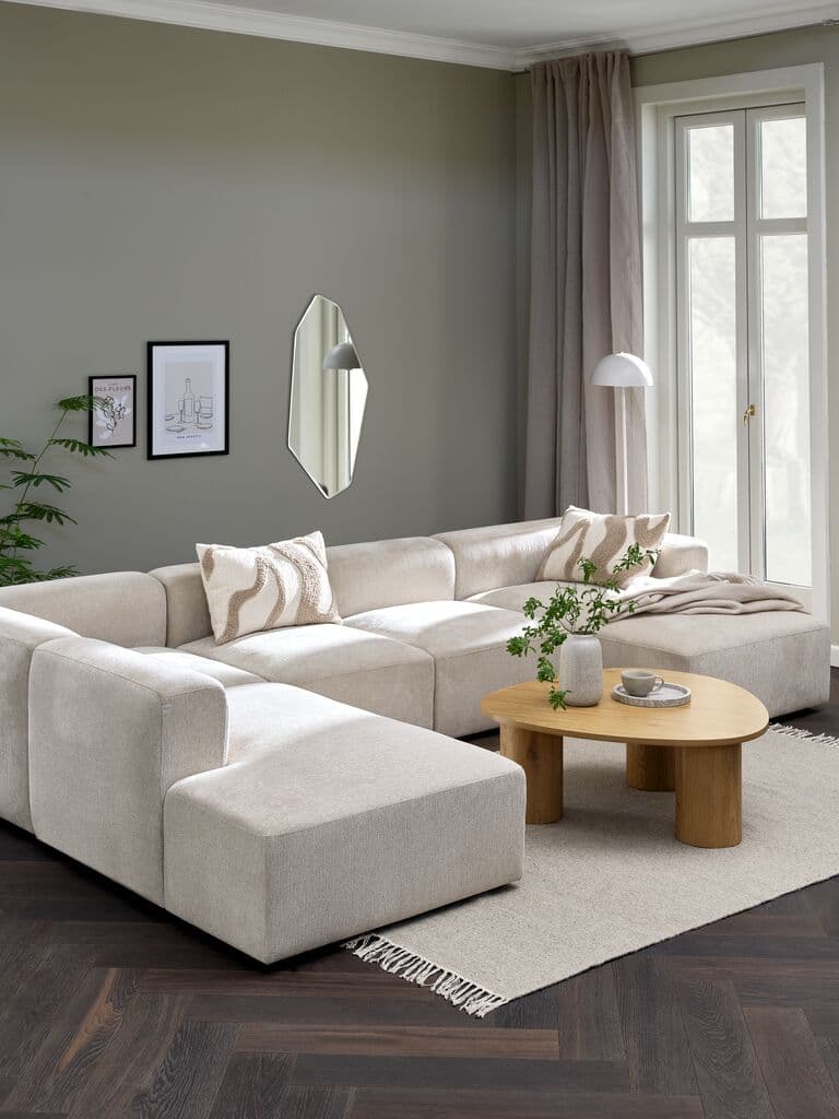 Sofá modular SKEJBY 5 lugares chaise-longue/aberto areia